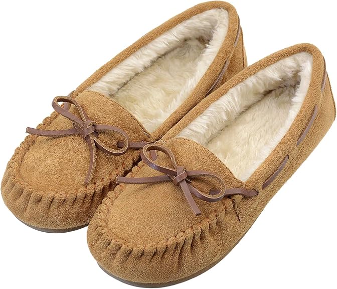 Women’s Micro Suede Slippers with Faux Fur Lining